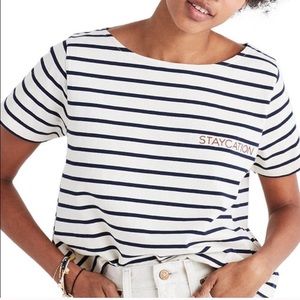 Madewell cream striped “staycation” t shirt size m